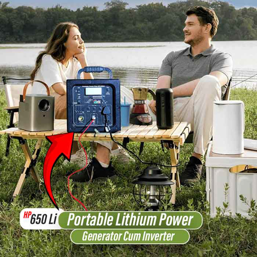 600VA Solar Home Inverter, with In-built Lithium Battery, Portable, Model: HP-650Li