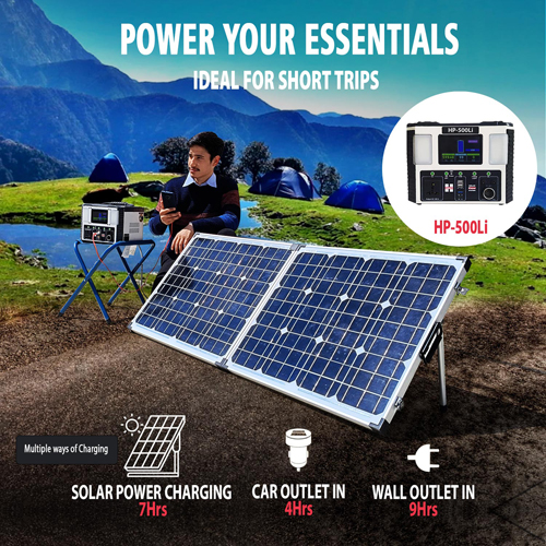 500VA Solar Power Station, with In-built 333WH Lithium Battery, Portable, Model: HP-500Li