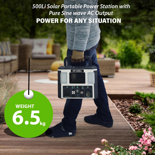 500VA Solar Power Station, with In-built 333WH Lithium Battery, Portable, Model: HP-500Li