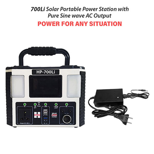 700VA Solar Power Station, with In-built 499WH Lithium Battery, Portable, Model: HP-700Li