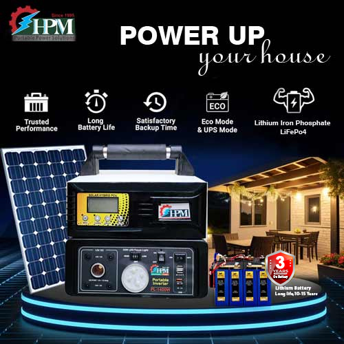 1450VA Solar Home Inverter, with In-built Lithium Battery, Portable, Model: PL-1450W