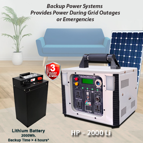 2KVA Solar  Home Inverter with In-built Lithium Battery, Portable, Model: HP-2000 Li
